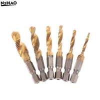 M3 M4 M5 M6 M8 M10 Hand Tools Hex Shank Titanium Plated HSS Screw Thread Metric Tap Drill Bits Screw Machine Compound Tap