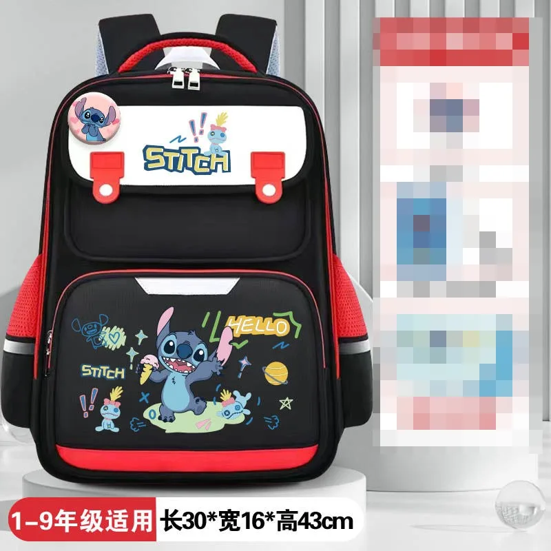 Disney Stitch animation peripherals, cute and stylish children's lightweight spine protection waterproof large capacity backpack