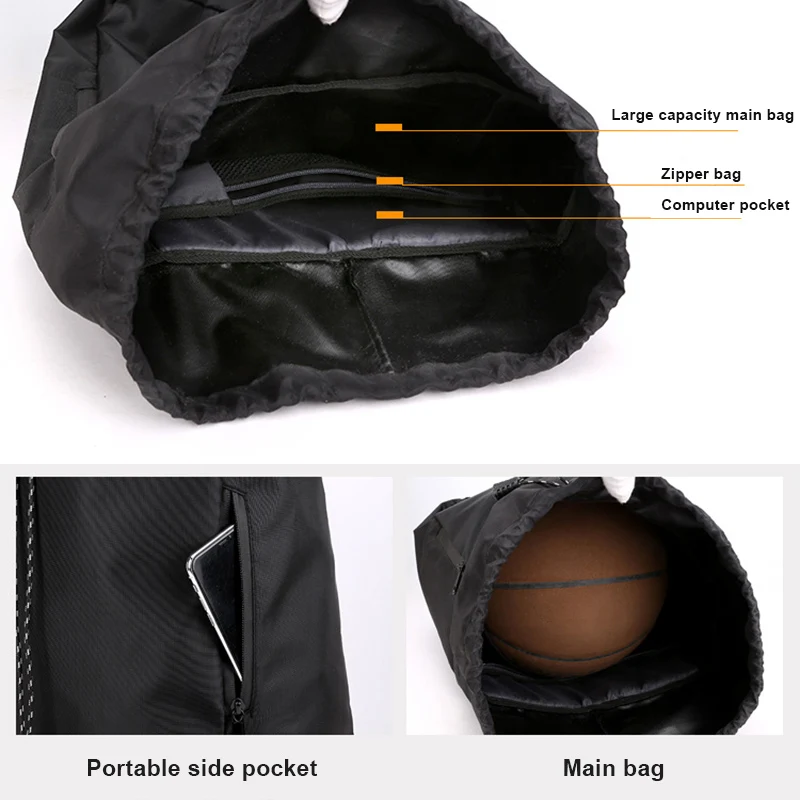 Unisex Sports Backpack Oxford Fabric Bucket Drawstring Waterproof Outdoor Soccer Football Basketball Backpack Bags