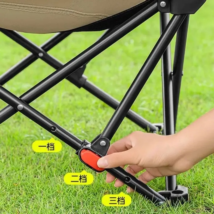 Outdoor Folding Moon Chair, Detachable Footrest 3-Position Adjustable, Home Office Camping Recliner