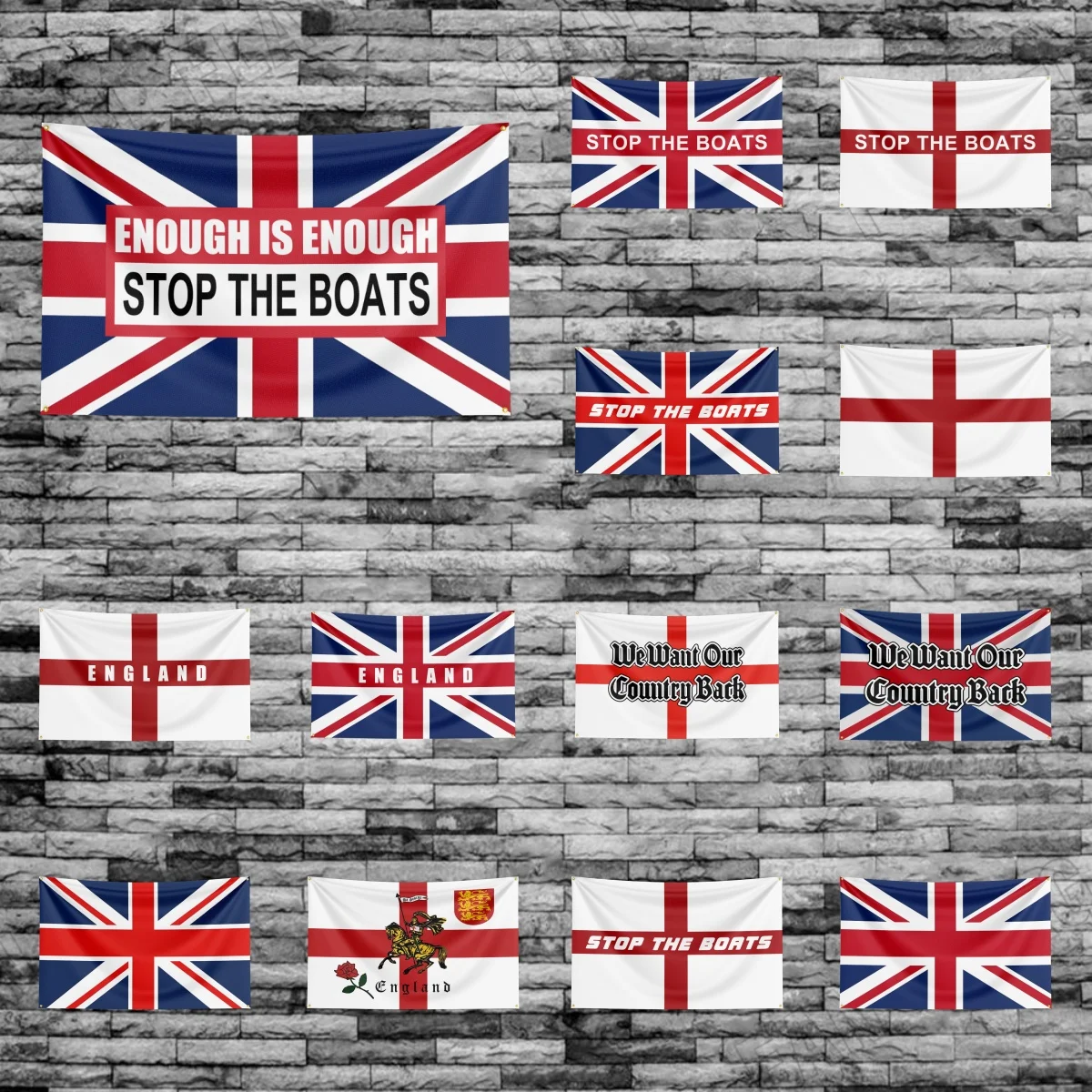 Red Cross UK United Kingdom Britain England Stop The Boats Flag Polyester Digital Printing Banner Decoration Tapestry