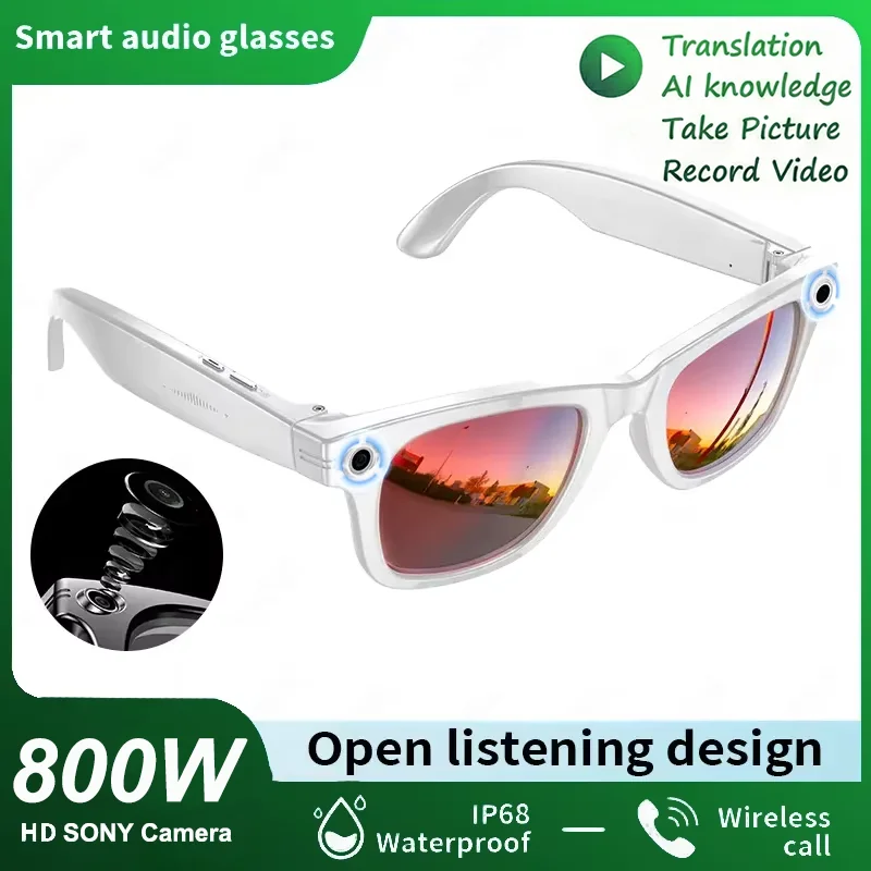 2026 Smart Glasses Heren 8MP Camera WiFi Bluetooth Touch Control IP67 Waterdicht AI Vertaling Geluidsdemping AI Bril Dames