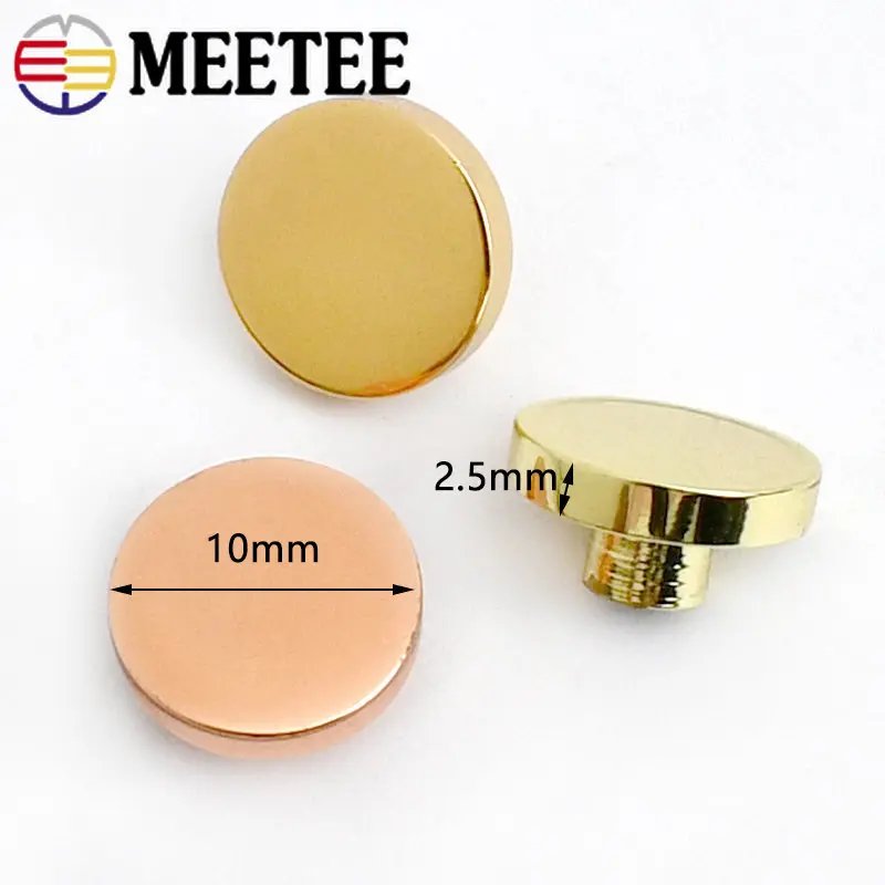 10Pcs Meetee 10/15mm Metal Rivet Nails Round Screw Bag Hardware Decorative Studs Button DIY Twist Snap Hook Clasp Accessories