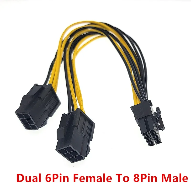 Graphics Card 8Pin Male To Dual 6Pin Female GPU Video Card 2X6pin To 8pin GPU 18AWG Power Supply Cable Y-Splitter Adapter