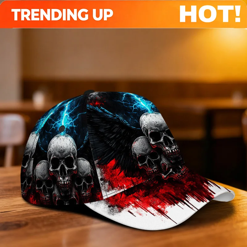 Customization 1 Gorra De Béisbol Clásica Con Estampado De Calavera Gótica Oscura - Sombrero