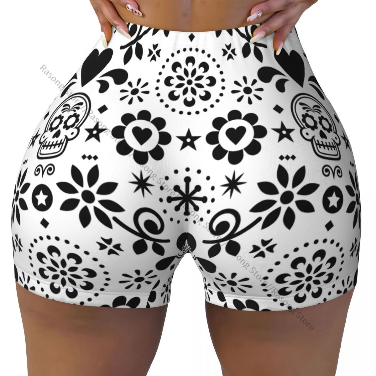 Women Yoga Shorts Sugar Skull Workout Shorts Fitness quick-dry Ladies Yoga Gym Running Short Pants Sportswear