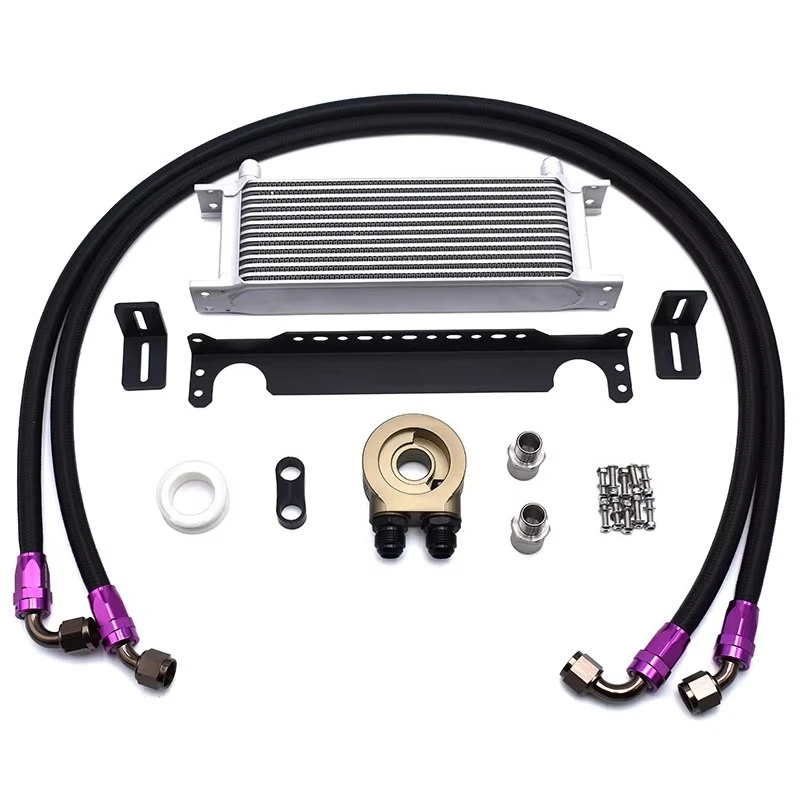 High Quality T-6061 Aluminum 13 Row Universal Oil Cooler Kit With Single Adapter Oil Cooling Radiator Kit For VW BMW AUDI TOYOTA