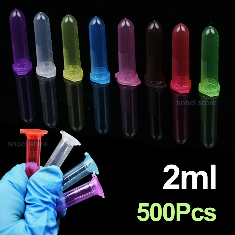 2ml Microtubes Centrifuge Tube 2ml Lab Centrifugal Tube Colourful EP Tube Bottom Round PP Test Tube Snap-cap Clear Scale，500Pcs