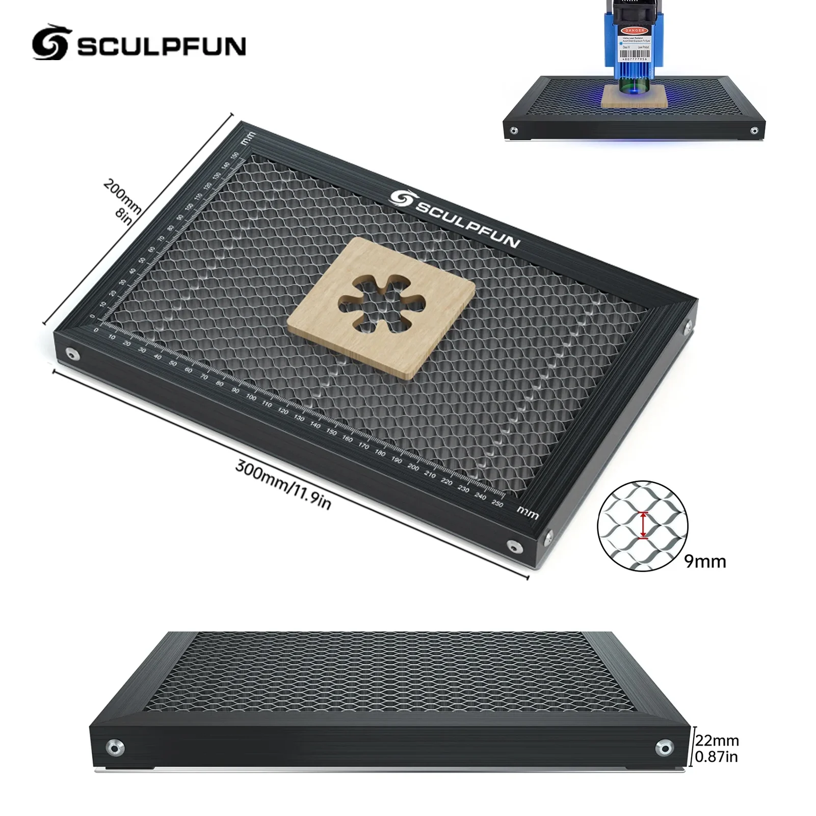 SCULPFUN Laser Engraver Honeycomb Working Table Steel Panel Board Platform for Clean Cutting Work 300x200mm Table-protecting