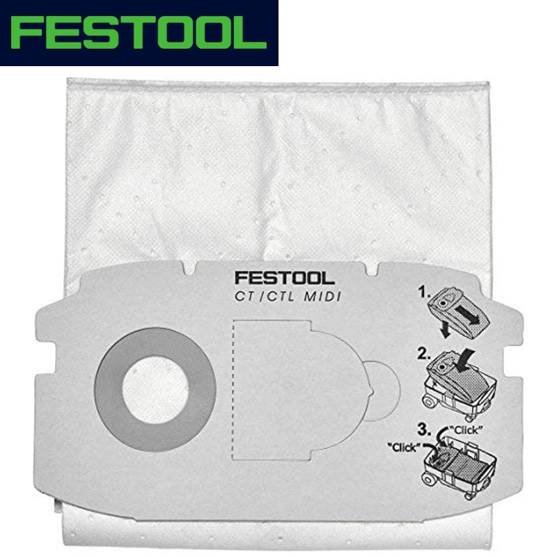 Festool 498411 LonglifeSelf Clean Durable Filter Bag Fast Easy Secure Sturdy Bags Applicable To CT MIDI I Dust Extractor