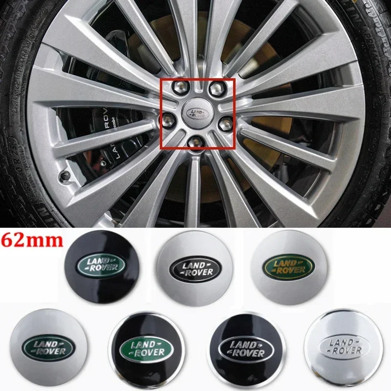 62MM Car Logo Wheel Center Hubcaps Cover Replace Badge for Land Rover SV Freelander Discovery Defender Range Rover Evoque Sport