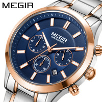 MEGIR 2150 Men's Watches Casual Business Fashion Chronograph Luminous Stainless Steel Waterproof Luxury Man Quartz Watch reloj