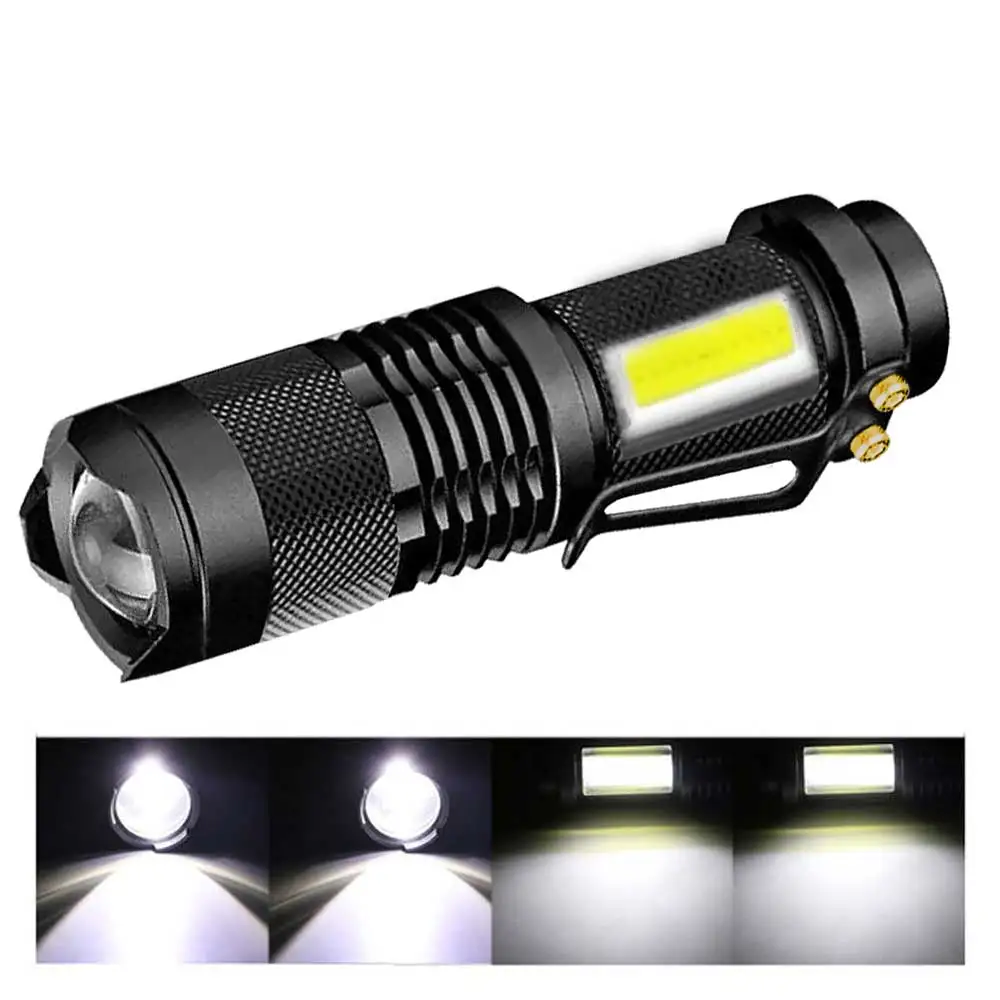 4 Modes Portable Working Flash lamp White LED Flashlight Zoomable torch flashlight Lighting lantern Use AA 14500 Battery Light