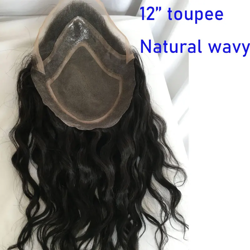 12IN Châu Âu Trinh Nữ Tóc Toupee Cho Nam Bộ Tóc Giả Đơn Phối Ren Với PU Xung Quanh Nam Bộ Tóc Giả Toupee Tóc Xoăn Tự Nhiên toupee 8*10