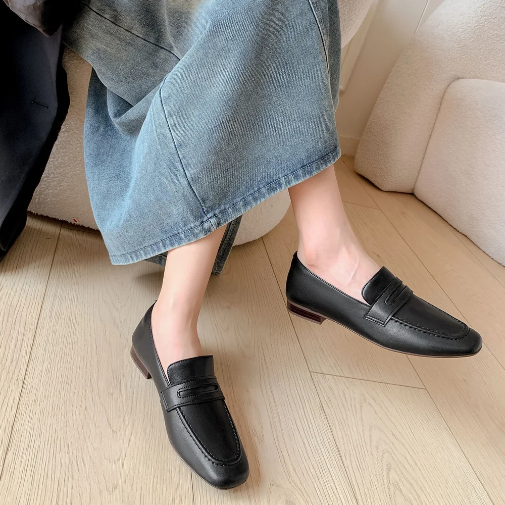 FEDONAS-Escarpins à Talons Bas en Cuir group pour Femme, Mocassins Confortables, Décontractés, pour le Travail au Bureau, Nouvelle Collection Automne 2024