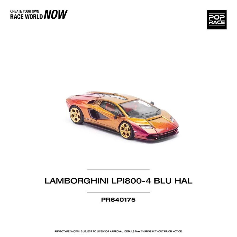 POP RACE 1:64 Dostępny Countach LPI800-4 Blu Hal Orange Rainbow Model Samochodu z Odlewu Metalowego Diorama Zabawka