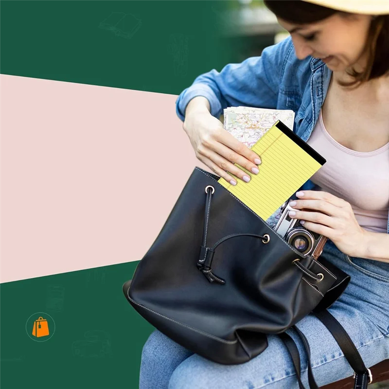 وسادات صفراء 5X8 دفاتر ملاحظات، 8 عبوات من وسادات الملاحظات الصغيرة 5X8 لوحة مذكرة مثقوبة مسطرة للكلية للعمل متينة وسهلة الاستخدام