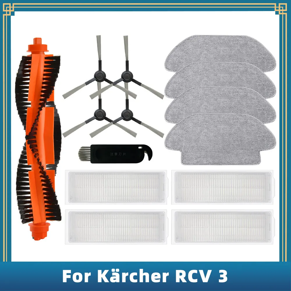 For Kärcher RCV 3 Robot Vacuum Cleaner Spare Parts Accessories Main Side Brush Hepa Filter Mop Rag