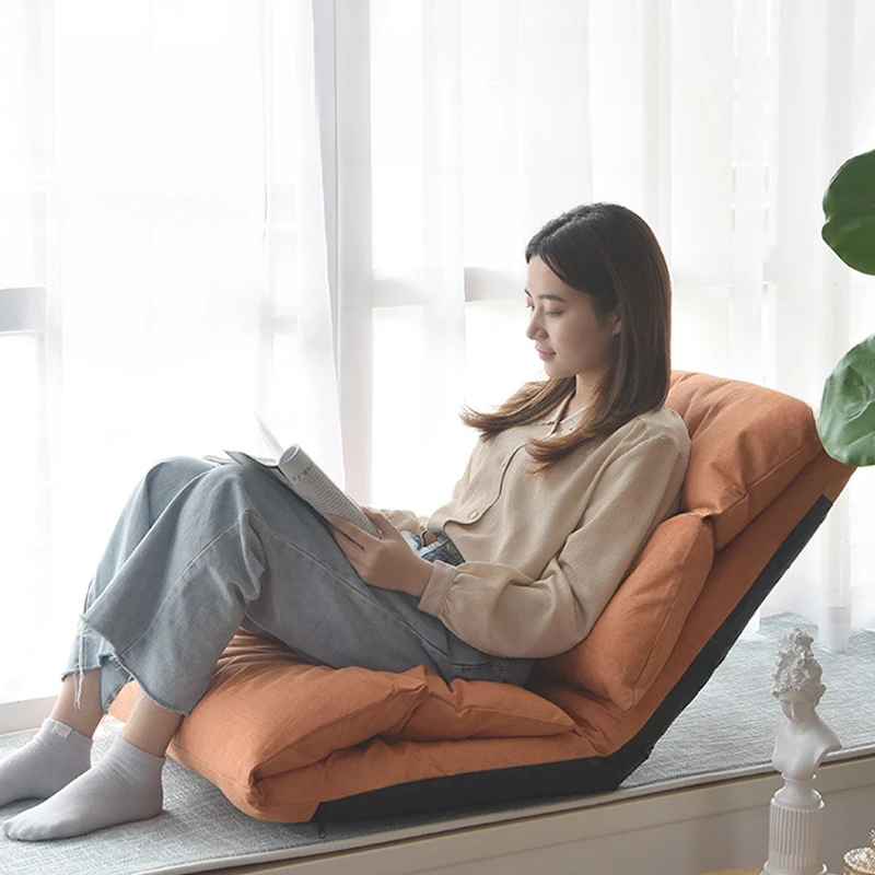 Single Sofa Tatami Reclining and Sleeping Lazy Sofa Bed Foldable Bed Backrest Reclining Chair Removable and Washable