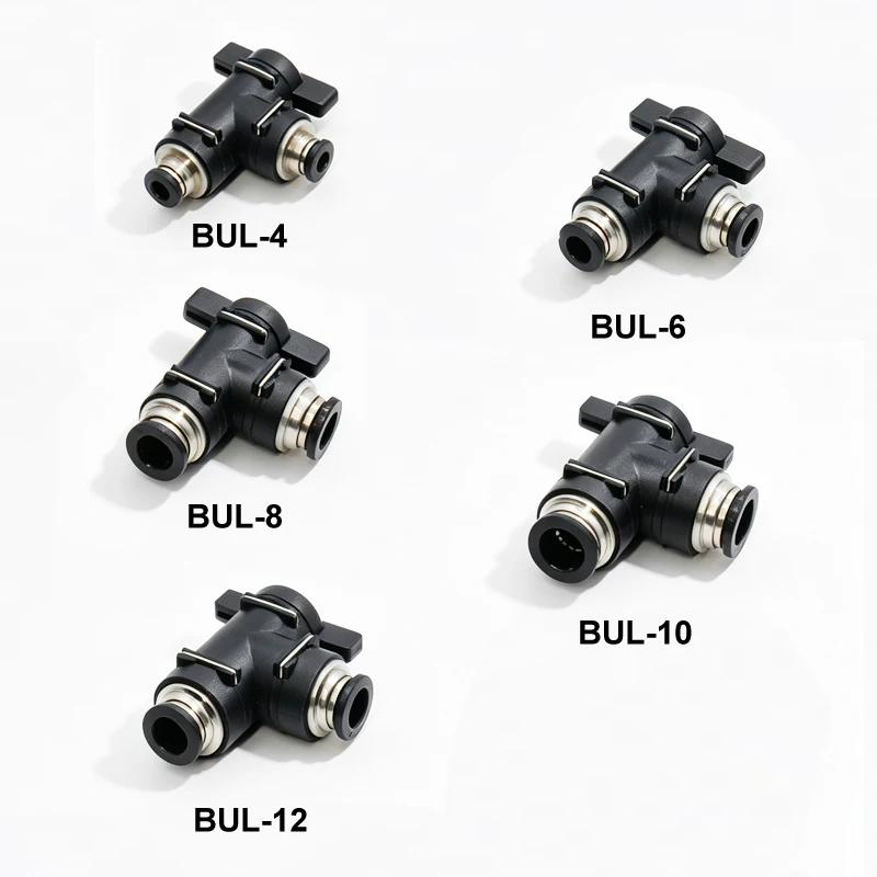 BUC BUL BUM BTC HVFF Pneumatic Push-to-Connect Hand Ball Valve 4mm 6mm 8mm 10mm 12mm Air Tube Quick Fitting Manual On/Off Switch