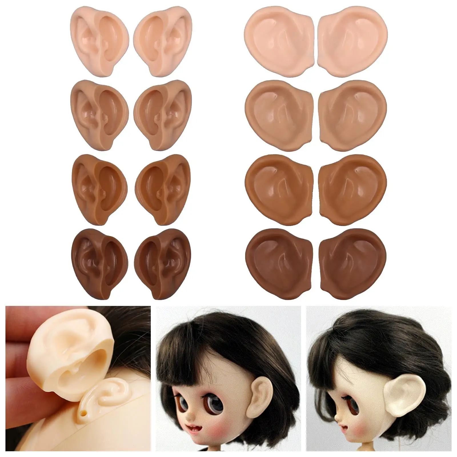 Doll Ears Reusable Fake Ears Plastic Dolls Accessories Toy Ears for Rbl Neo Blythe Makeup