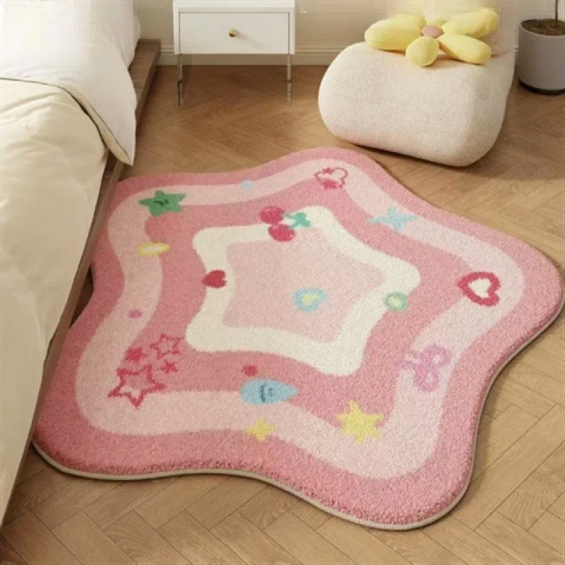 Star Shape Fluffy Carpet for Living Room  Bedroom Rugs Kids Soft Play Mat Modern Nursery Cute Cartoon Floor Mats for Children
