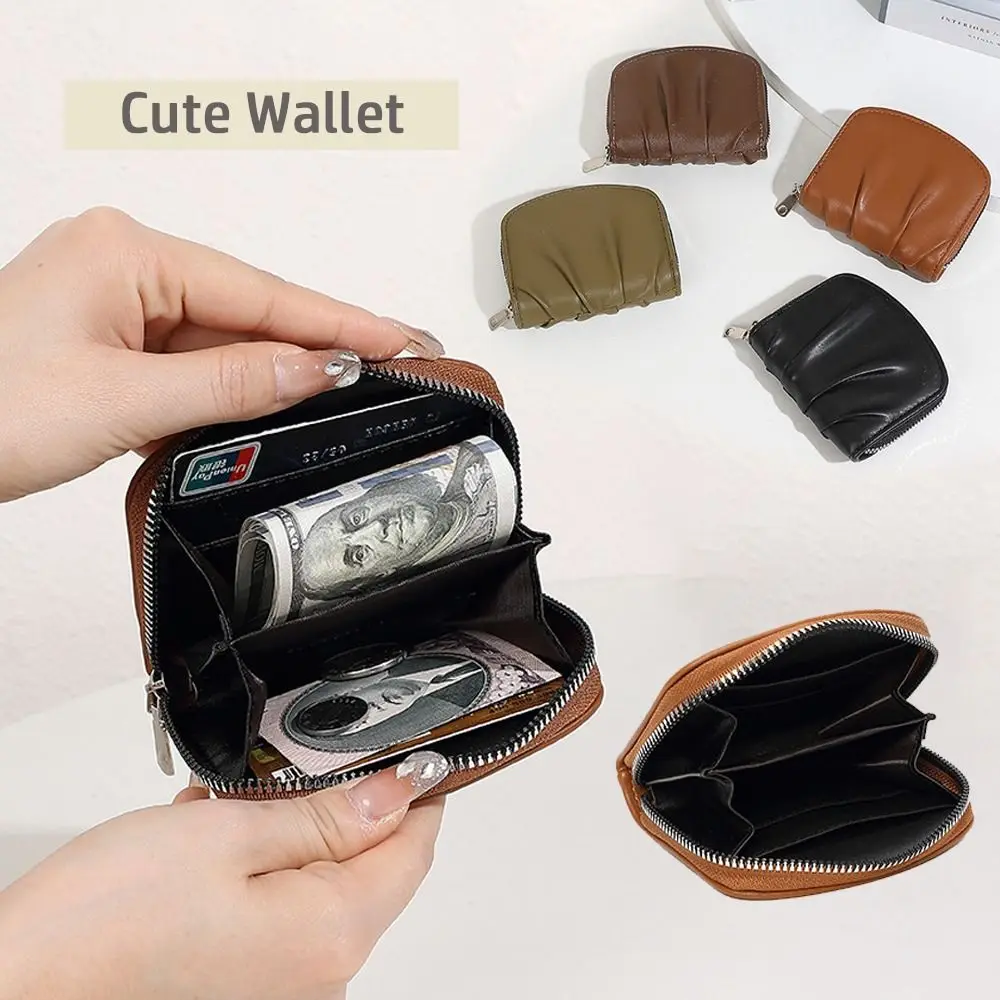 Tas Cangkang Mini Kulit PU Trendi Portabel dengan Slot Kartu Tas Kartu Dompet Koin untuk Wanita