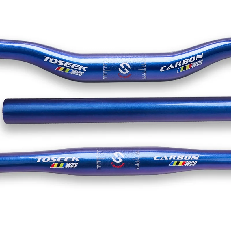 Blue Lightweight Carbon Fiber Bicycle Handlebar Mountain Bike Flat Riser Handlebar 31.8x620mm/660mm/680mm/700mm/720mm/760mm