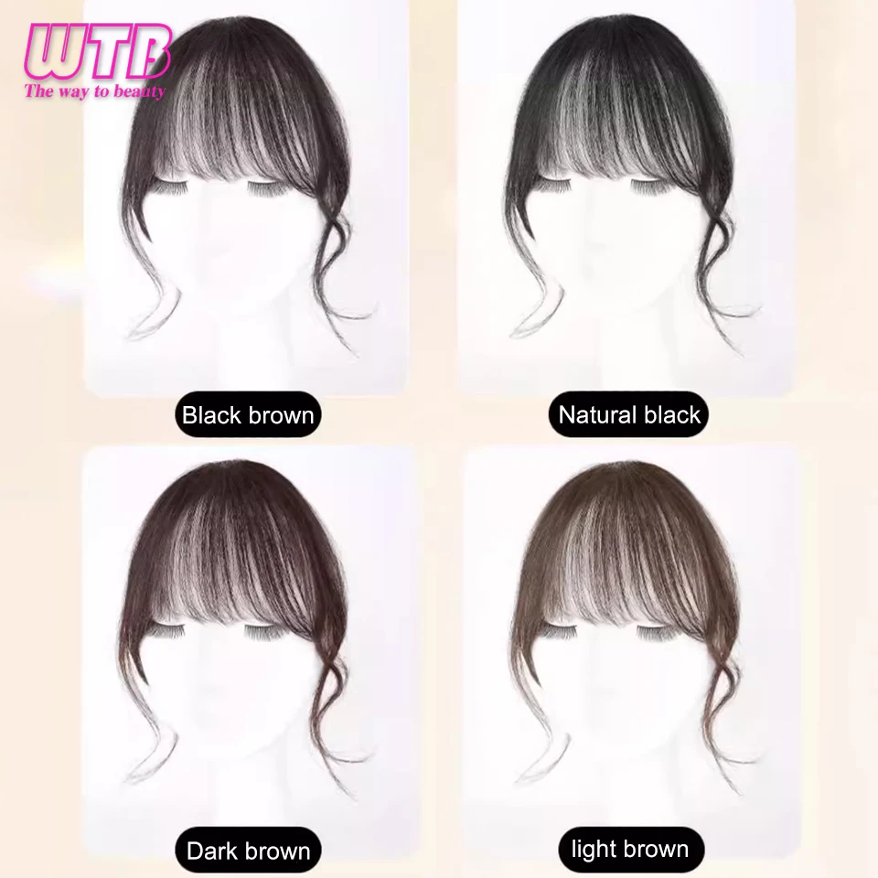 Sintético falso ar franja natural testa falso franja cabelo bang peruca curto invisível clipe em extensões de cabelo postiços para mulher