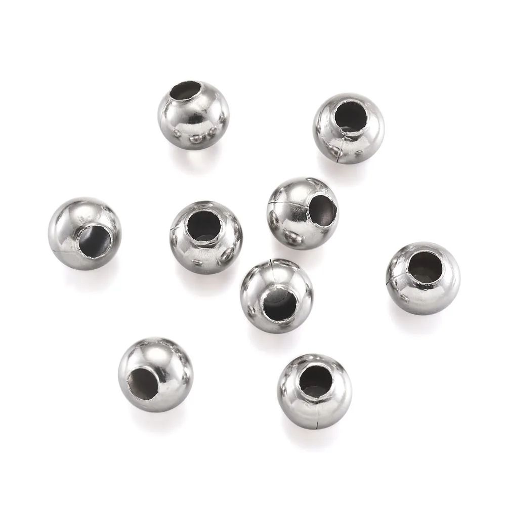 1000Pcs 304 Stainless Steel Spacer Beads Charm Hollow Round Loose Bead for DIY Bracelets Necklace Jewelry Making 3/4/5/6/8mm