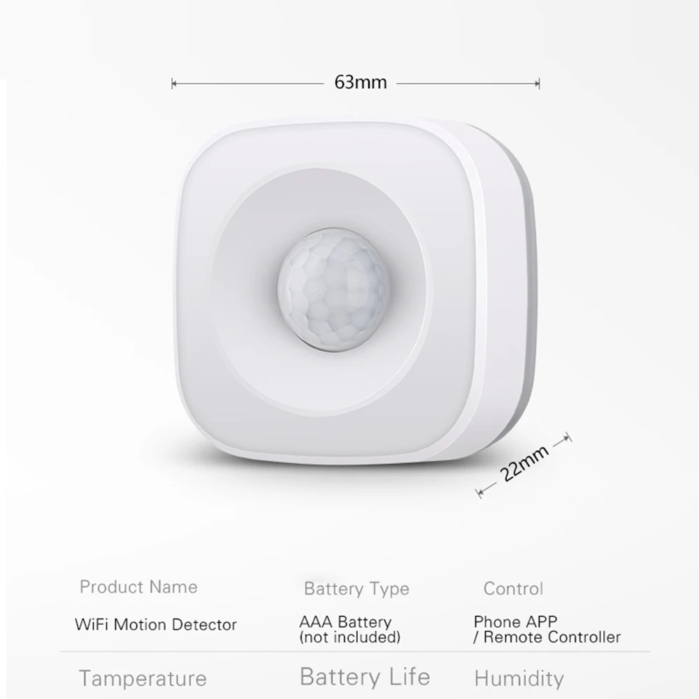 Detector de Sensor de movimiento PIR, alarma inalámbrica con aplicación Smart Life e integración Alexa para una vida inteligente eficiente, WiFi, Tuya