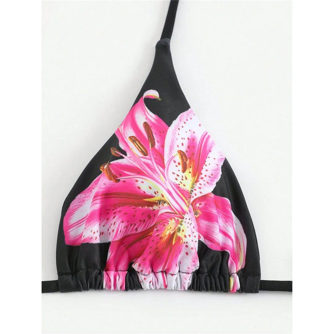 XS - L, mit Rock, Blumenmuster, Bikini, Damen-Badeanzug, dreiteiliges Bikini-Set, Damen-Bademode, Badebekleidung, Badeanzug, Modell V6788. – Detail 18