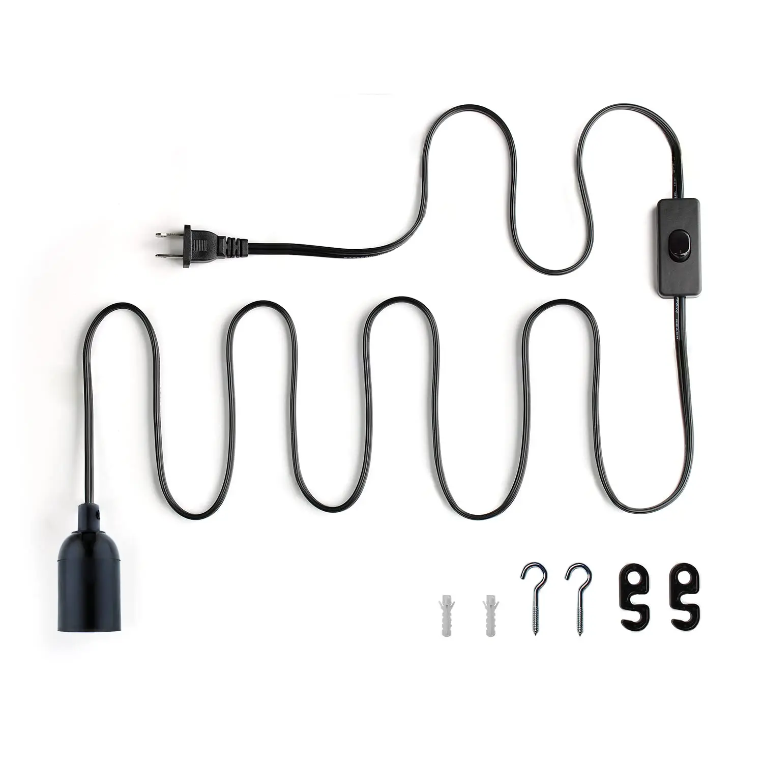 

Socket with power cord, E26 Light bulb socket, Japanese standard socket, hanging including switch, 6.6 ft 2m Black Fashionable