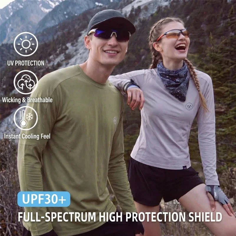 UPF30+ Sun Protection & Cooling Long Sleeve Shirt - Quick-Dry Breathable Outdoor Hiking Top for Men & Women