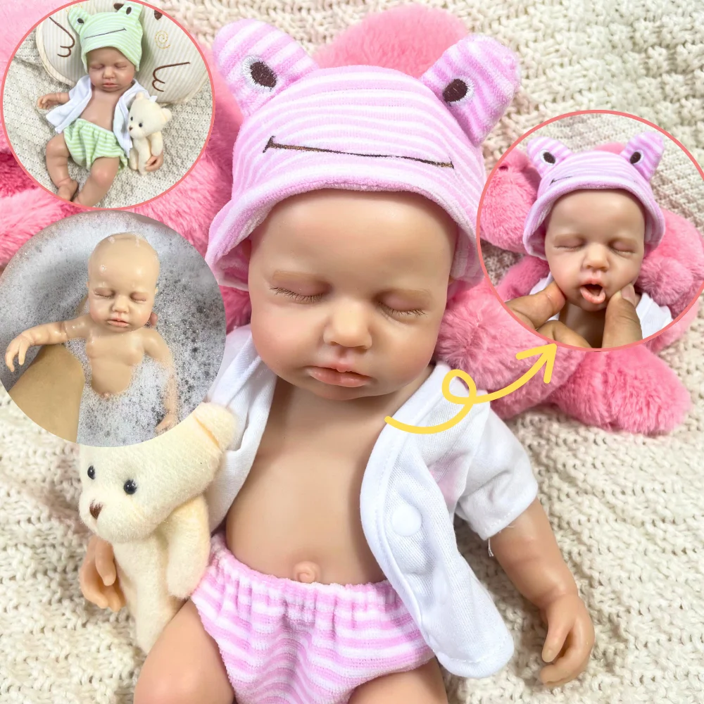 2 אפשרויות מיני 33CM בובת תינוק חדשה מסיליקון מלאה LouLou ילדה או ילד ניתן לשטוף גוף רך מסיליקון מתנת יומולדת חג המולד