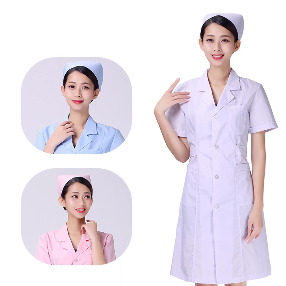 

Short Sleeve Cotton White Coat Nurse Uniform Hospital Apparel Doctor Beautician Lab Suit Work Clothing V Neck Size S