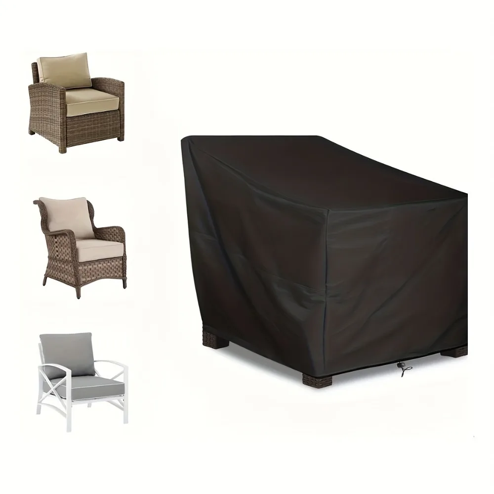 Housse de chaise d'extérieur noire robuste pour sièges profonds, protection imperméable pour mobilier de terrasse et de loisirs