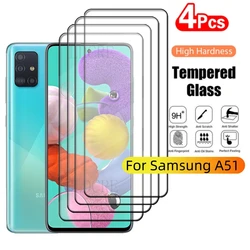 4Pcs For Samsung A51 Glass Samsung Galaxy A51 Tempered Glass 9H Protective Full Cover Glue For Screen Protector Samsung A51 A 51