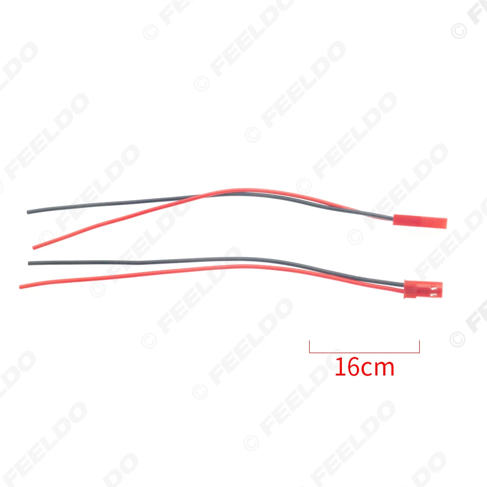 FEELDO Car Red 2PIN Headlight Pigtail Terminal Connecting Wiring Male To Female Plug For Auto Projector Lens Modification DIY
