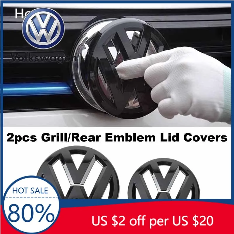 

Новинка 2026: Комплект из 2 наклеек (логотипов) на переднюю решетку и заднюю крышку для Volkswagen VW POLO Golf 4-8 MK4-MK8 Sportvan