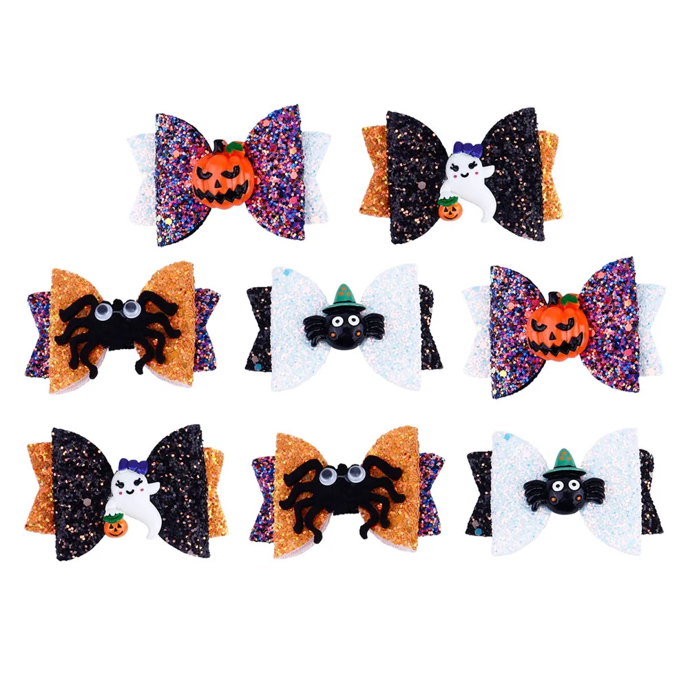 

8 Pcs Hair Jewelry Halloween Clips Side Headdress Spider Bowknot Headwear Child