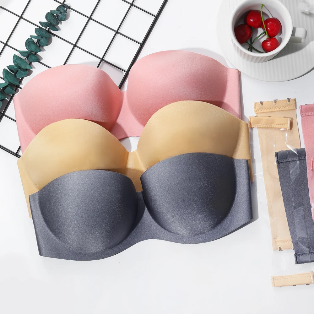 Strapless Candy Bras Underwear Women Seamless Push Up Invisible Bralette Lingerie Sexy Solid Color Beauty Back Bra Underwear