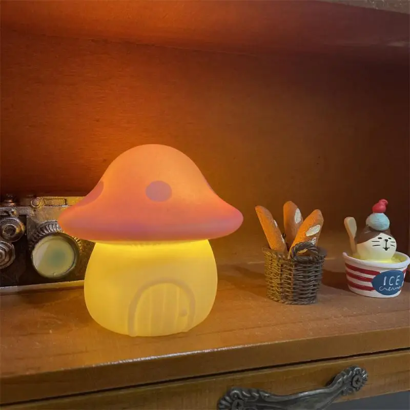 Luz noturna cogumelo para crianças, candeeiro de mesa criativo, decoração do quarto, lâmpada de cabeceira, decoração bonita da sala de estar, luz