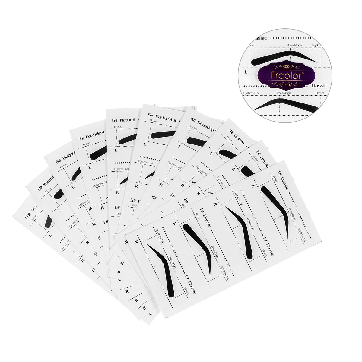 10 szt. Naturalne szablony do brwi z mocną przyczepnością, zapobiegające poślizganiu, narzędzia do definiowania brwi dla idealnych brwi i modelowania.