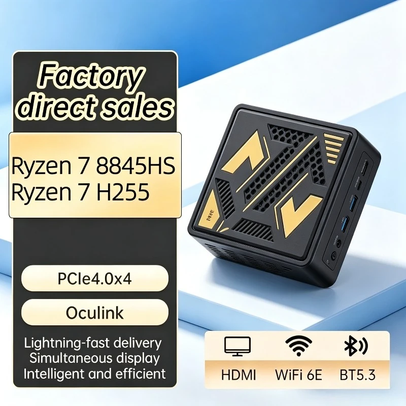 New High Performance Mini PC Gamer Gaming Mini PC  Ryzen 7 8845HS/Ryzen 7 H255 Mini NUC Gamer Computer Windows 11 WiFi6E