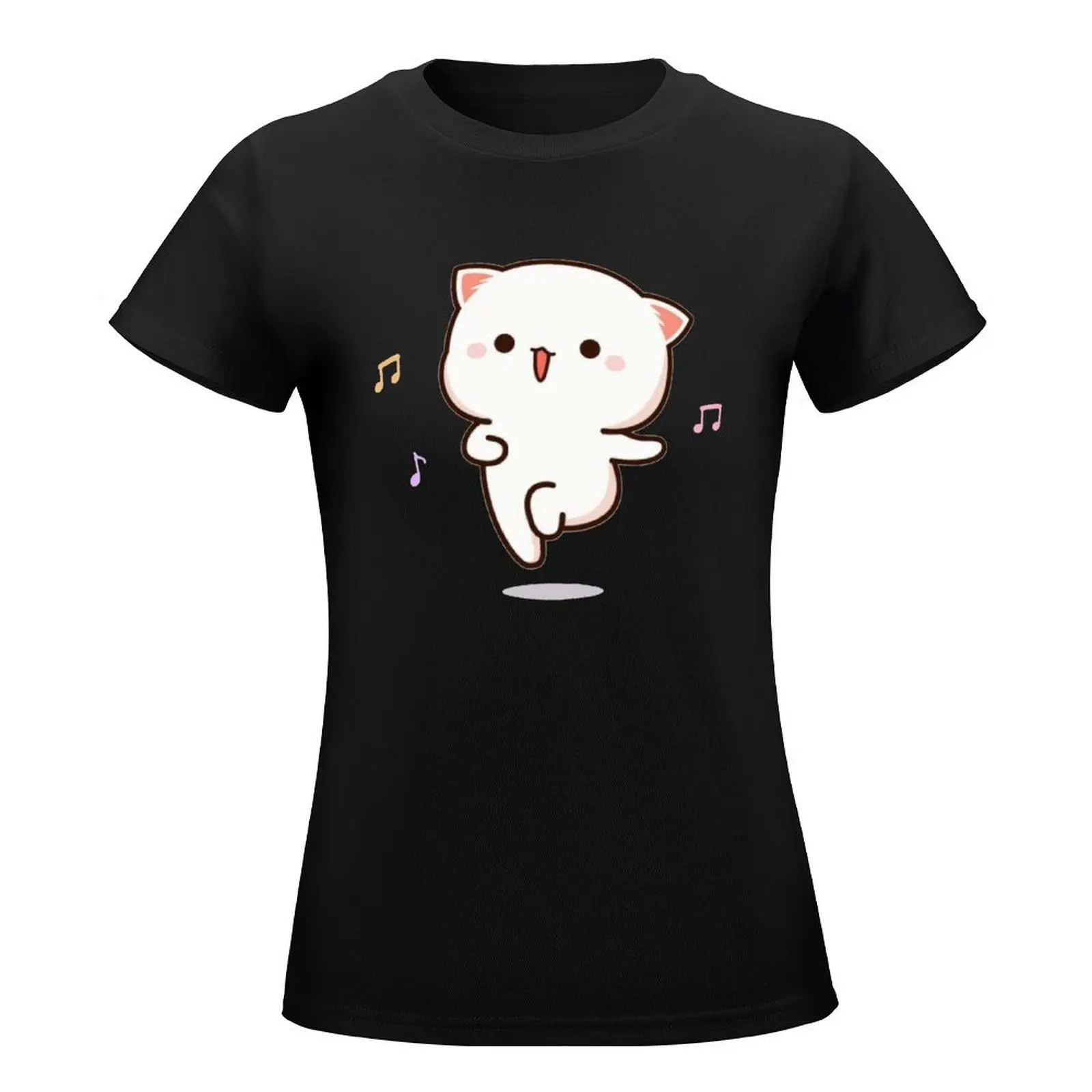 cute mochi peach cat T-Shirt Female clothing plain tops western t-shirt dress for Women