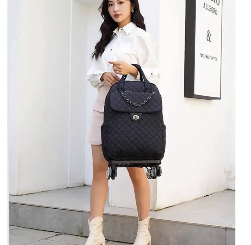 Zaino con ruote impermeabile Oxford da donna Bagagli con ruote da 20 pollici Borse trolley da viaggio da donna Borsa da trasporto Borse trolley con ruote