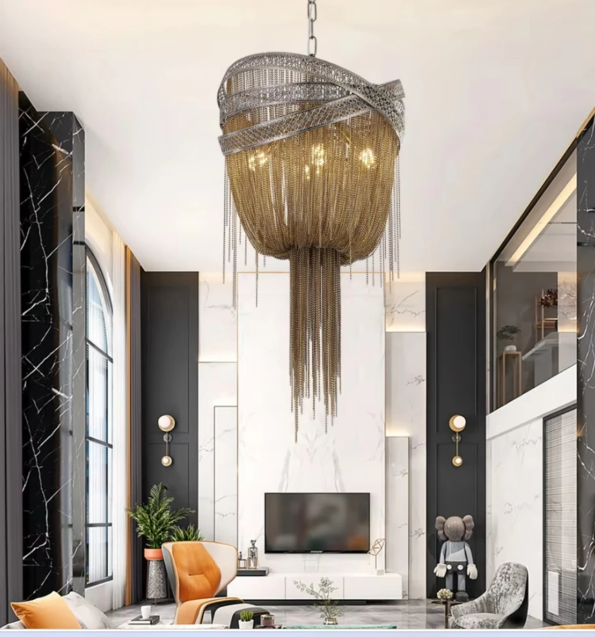 Included LED Bulbs Modern Tassel-Shaped Aluminum Pendant Light With Nice Trail Handmade Hanging Lamp Bronze Pendant Lamps