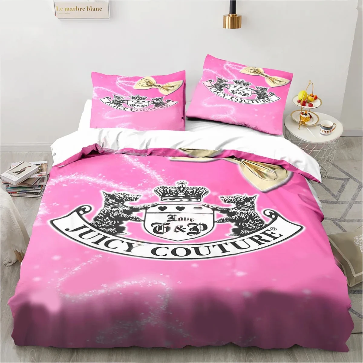 Imagem -04 - Impressão 3d Juicy Couture Crown Bedding Grupo Capa de Edredão Cama Grupo Quilt Cover Fronha Consolador Rei Queen Size Meninos Adulto