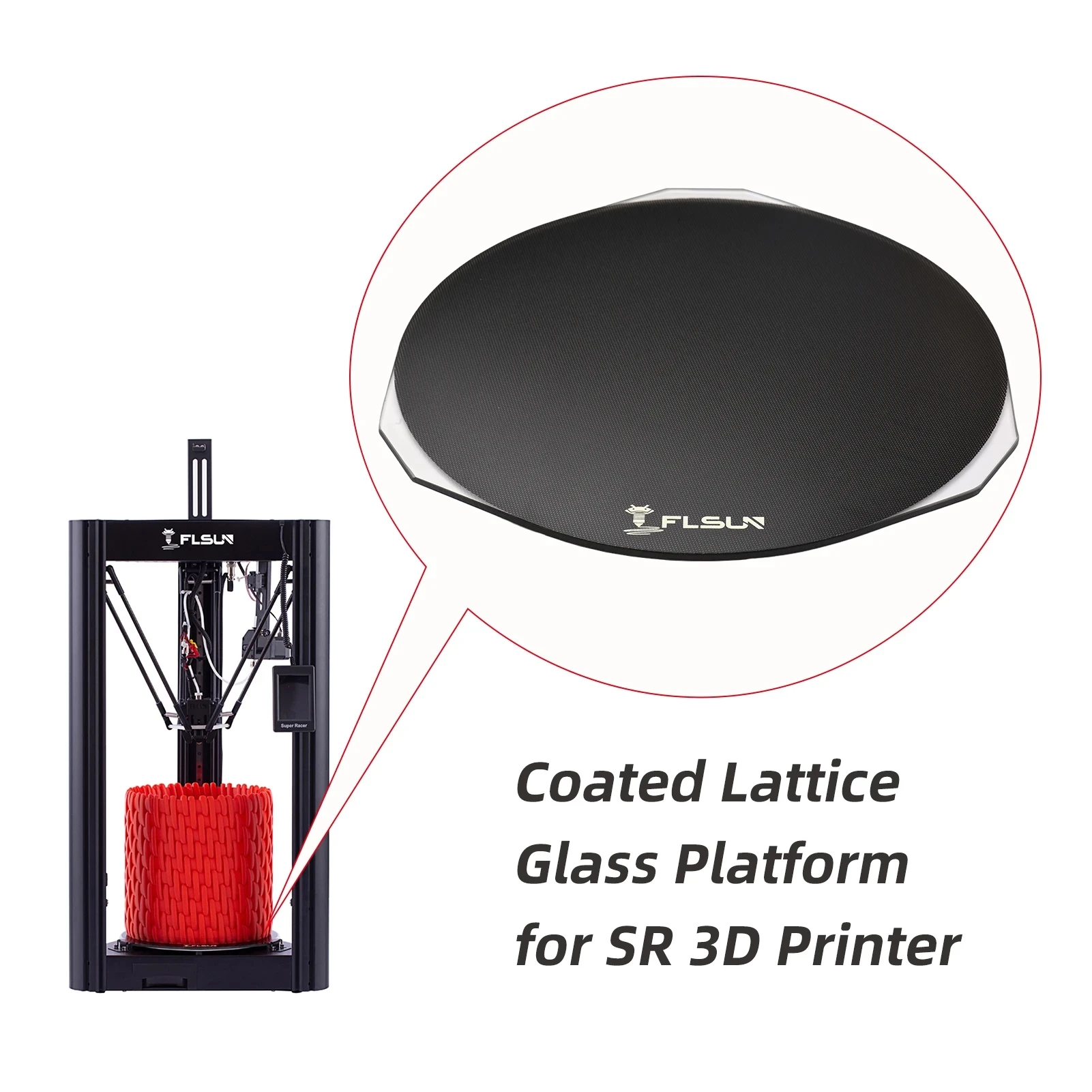 Official FLSUN SuperRacer Lattice Glass Plate Delta SR 3D Printer Parts Coated Platform for Hotbed Heat Bed Accessories